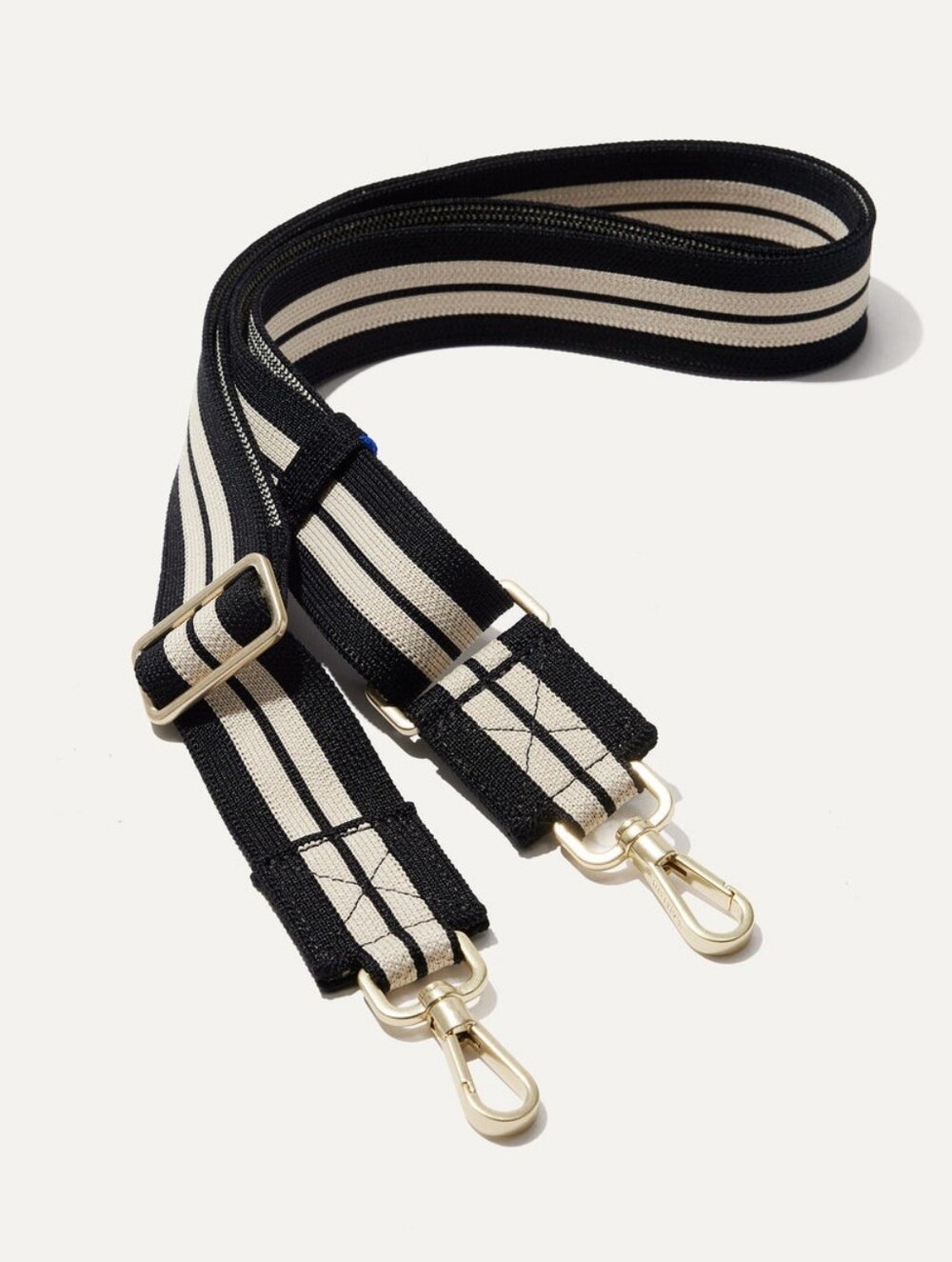 Rothys The Crossbody Strap Black & White Ivory Stripe Knit Gold